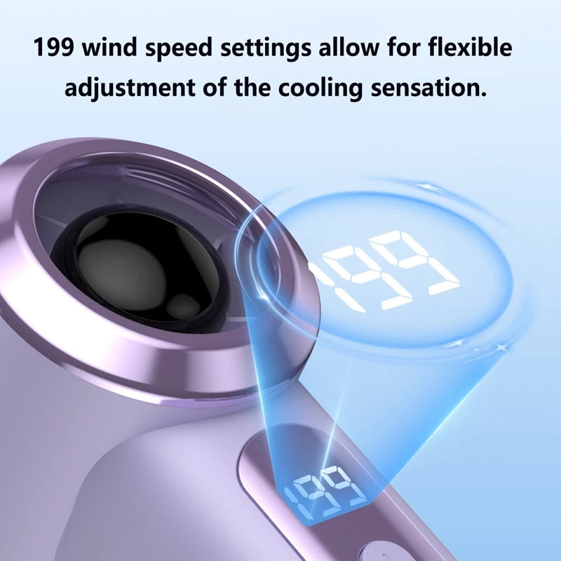T238 Handheld High-speed Fan Usb Mini Digital Display 199 Speed Violent Turbo Pocket Small Fan Peaceful Pleasures Health and Wellness