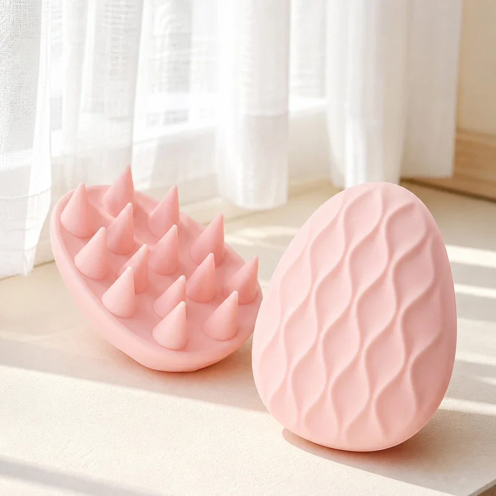 Silicone Scalp Massage Brush – Hair Wash & Body Scrubber