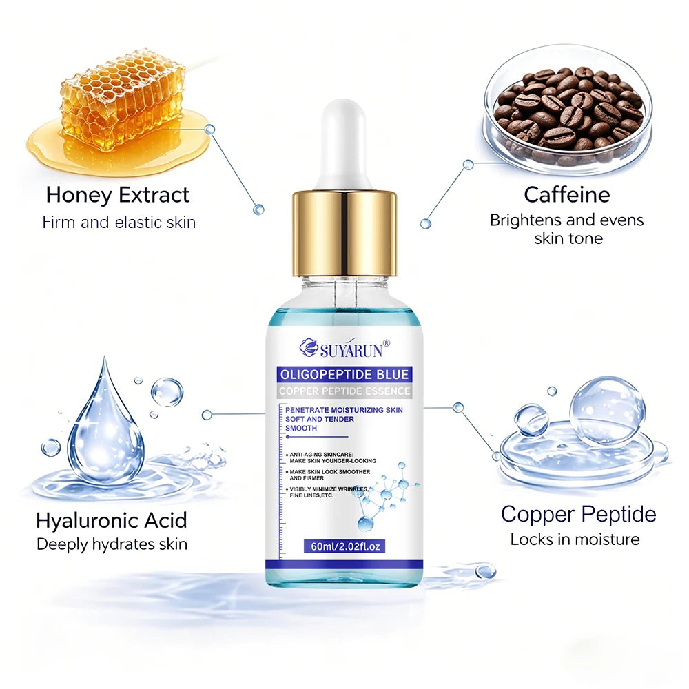 COPPERPEPTIDE ESSENCE Lifts and firms facial contours, evens skin tone, provides 48H hydration, easily absorbed and non-greasy. Peaceful Pleasures Health and Wellness