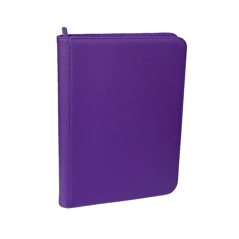 PU Leather 160 Pockets Cards Side Loading Binder TCG Game Zipper Card Album With 4 Sealed Fixed Pockets Pages For MG/PKM/FOW/YGO Peaceful Pleasures Health and Wellness Purple