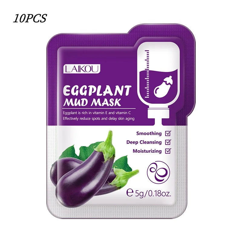LAIKOU Sakura Eggplant Mud Mask 10pc – Pore Cleanse & Oil Control