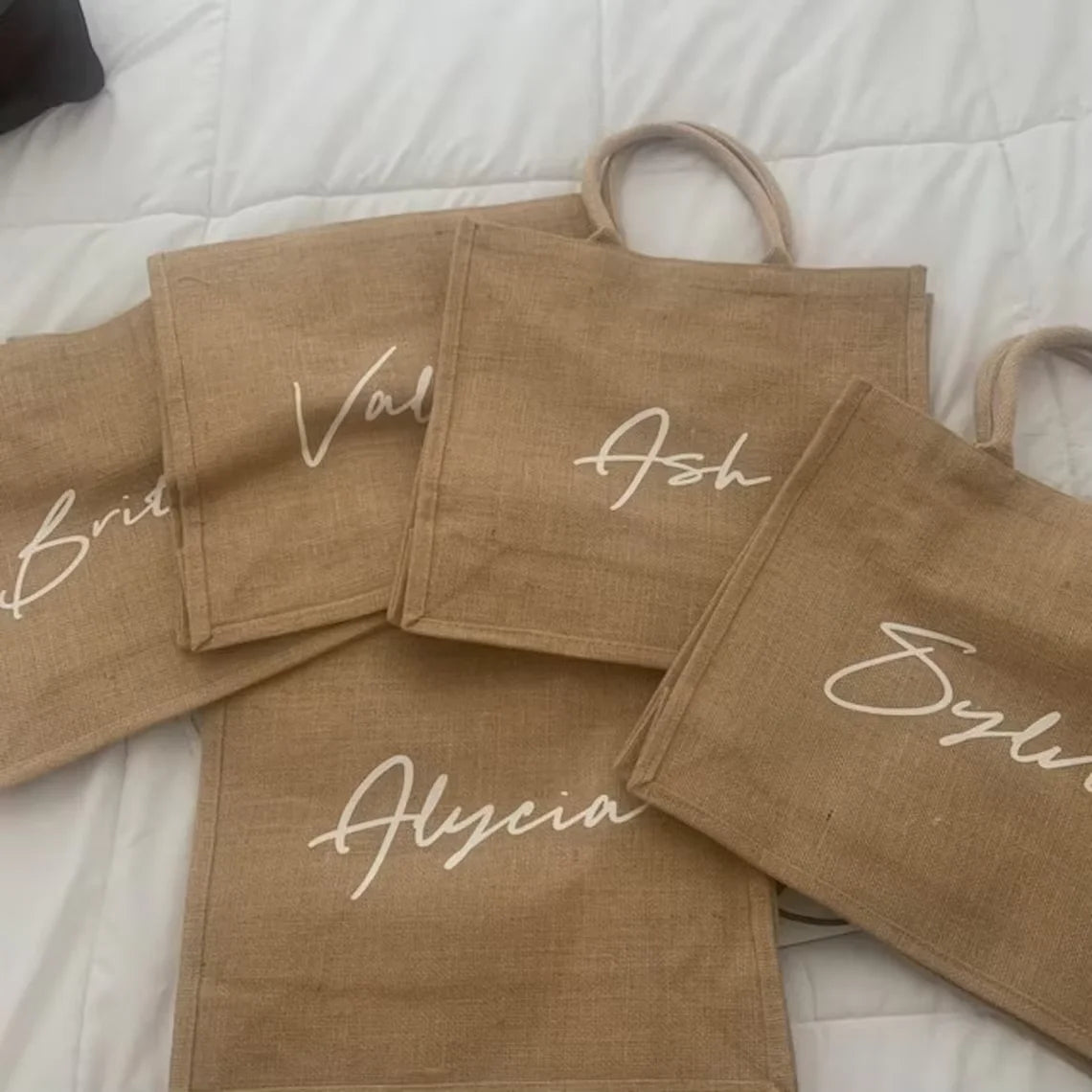 Personalized Burlap Beach Tote Bag | Bridesmaid Bridal Gift