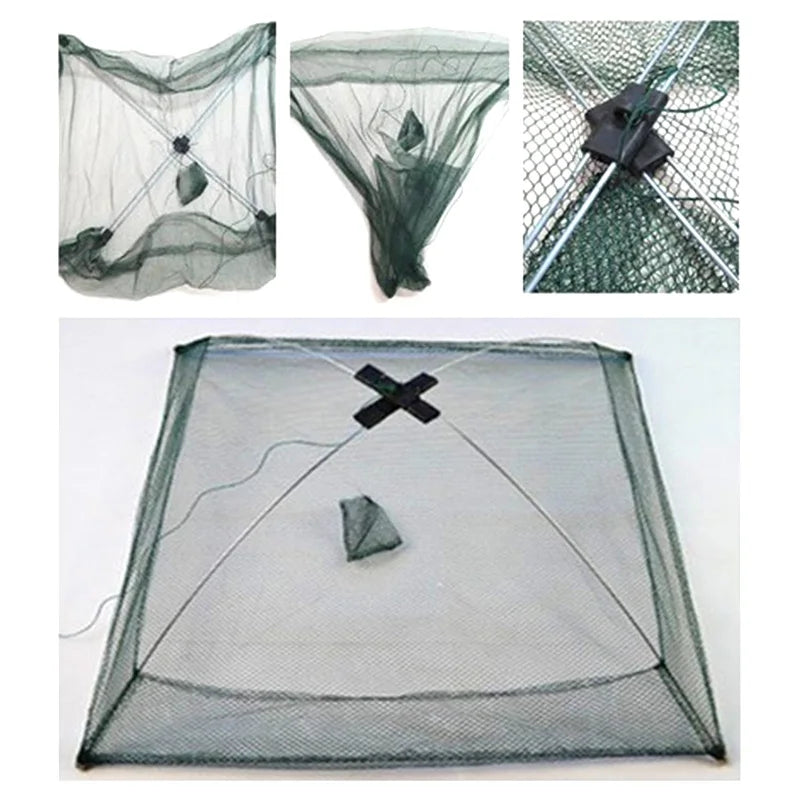 Fishing Net Foldable Folding Mesh Nylon Fishing Net Baits Trap Cast Dip Crab Shrimp Net Peaceful Pleasures Health and Wellness