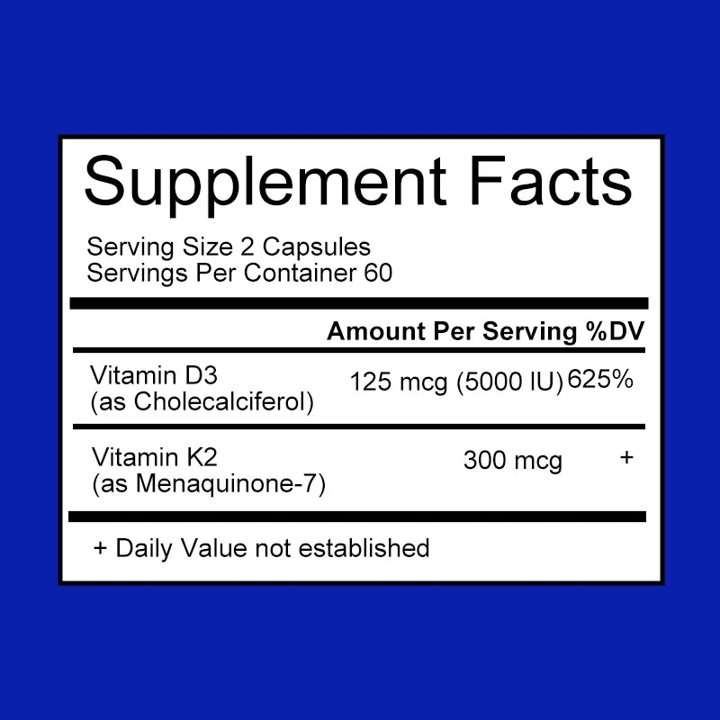 Kexinsh Vitamin D3K2 Capsules 5000iu Vitamin D3 300mcg K2 Support Teeth Bone Heart Health Joint Health Peaceful Pleasures Health and Wellness