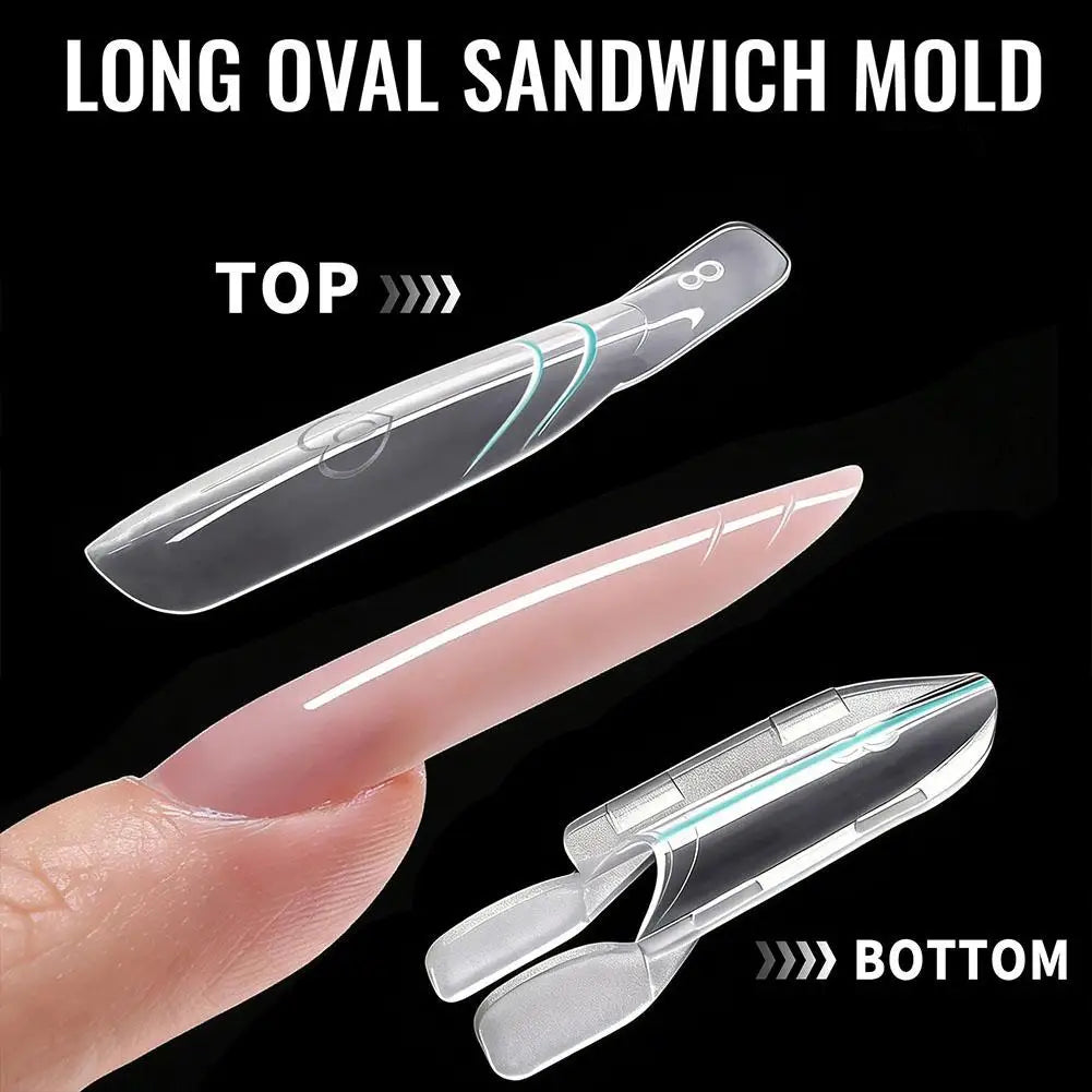 120pcs New Sandwich Dual Nail Forms 15 Size Full Cover Top & Bottom Mold For Nail Art Extension Manicure Kit Peaceful Pleasures Health and Wellness