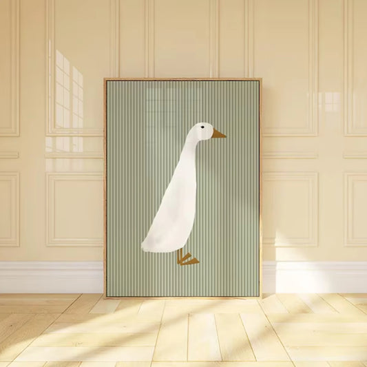 Funny Green Goose Canvas Wall Art Print | Modern Home Decor Canvas Wall Art Peaceful Pleasures Health and Wellness G4537 21x30cm Wood Framed
