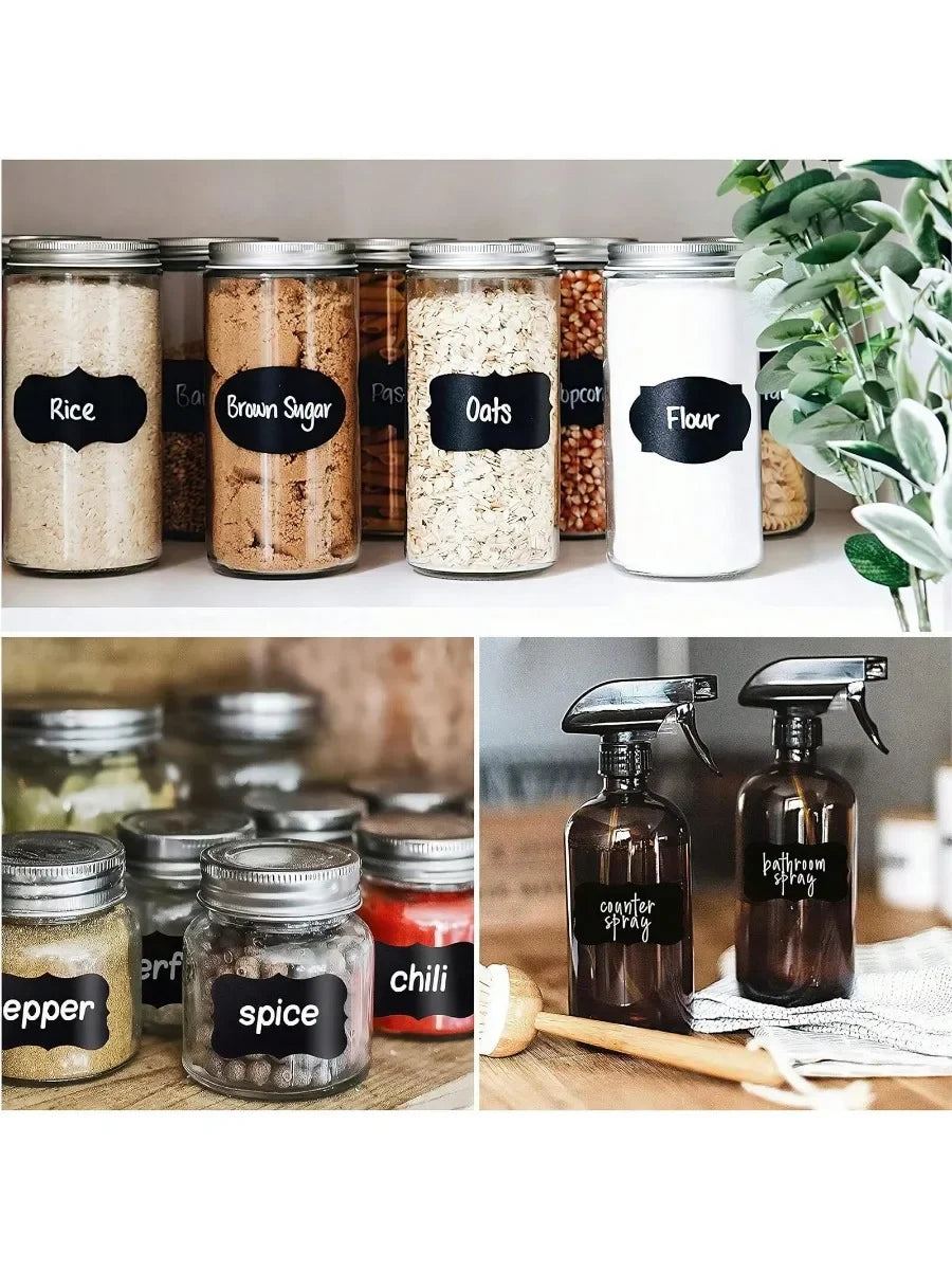 Black Waterproof Reusable Chalkboard Label Stickers for Jars