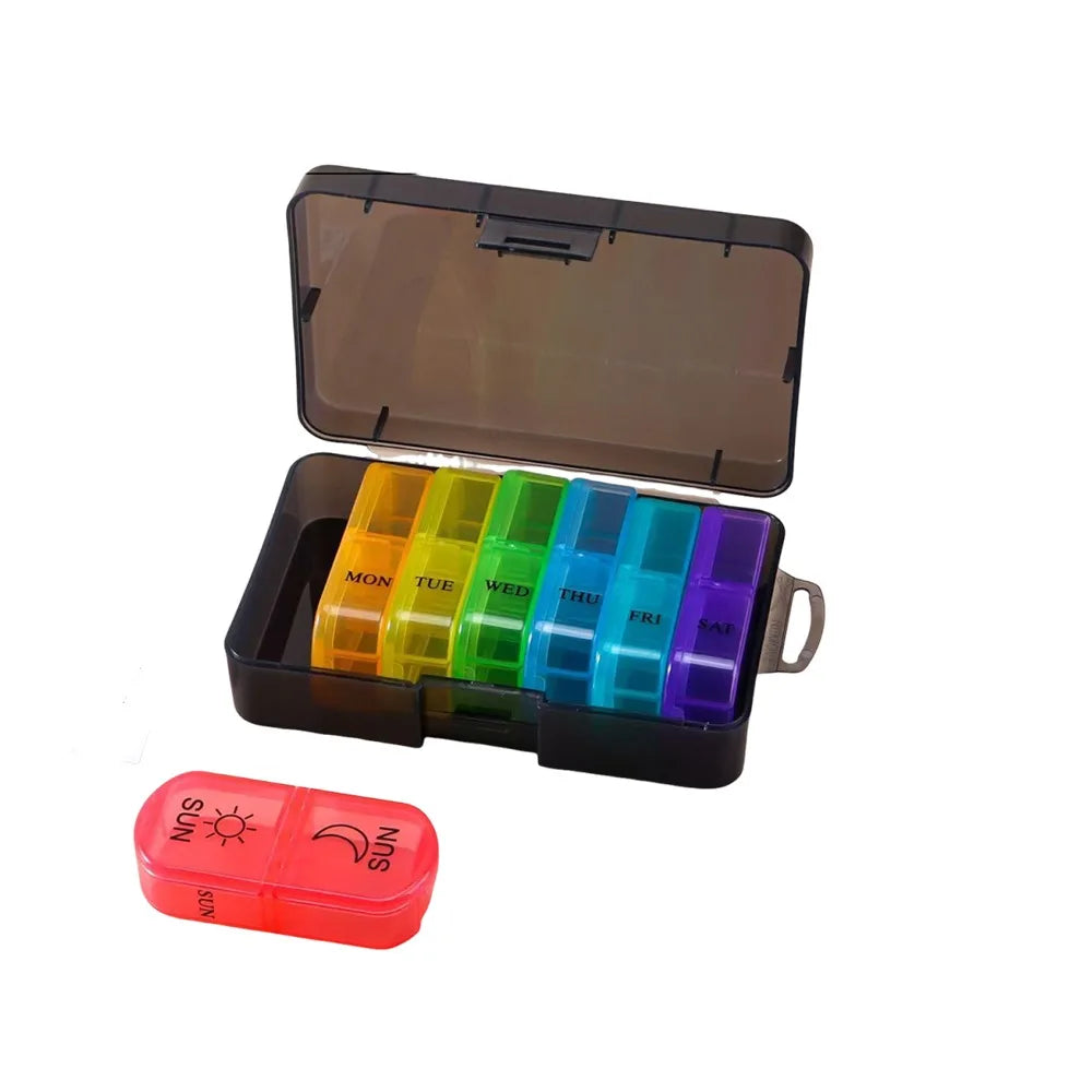 7-Day Weekly Pill Organizer – 21 Sealed Compartments, Portable