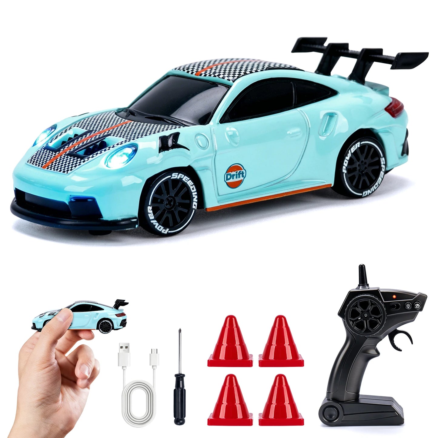 1 64 Speed Drift RC Car Mini Racing Model Light 4WD Remote Control