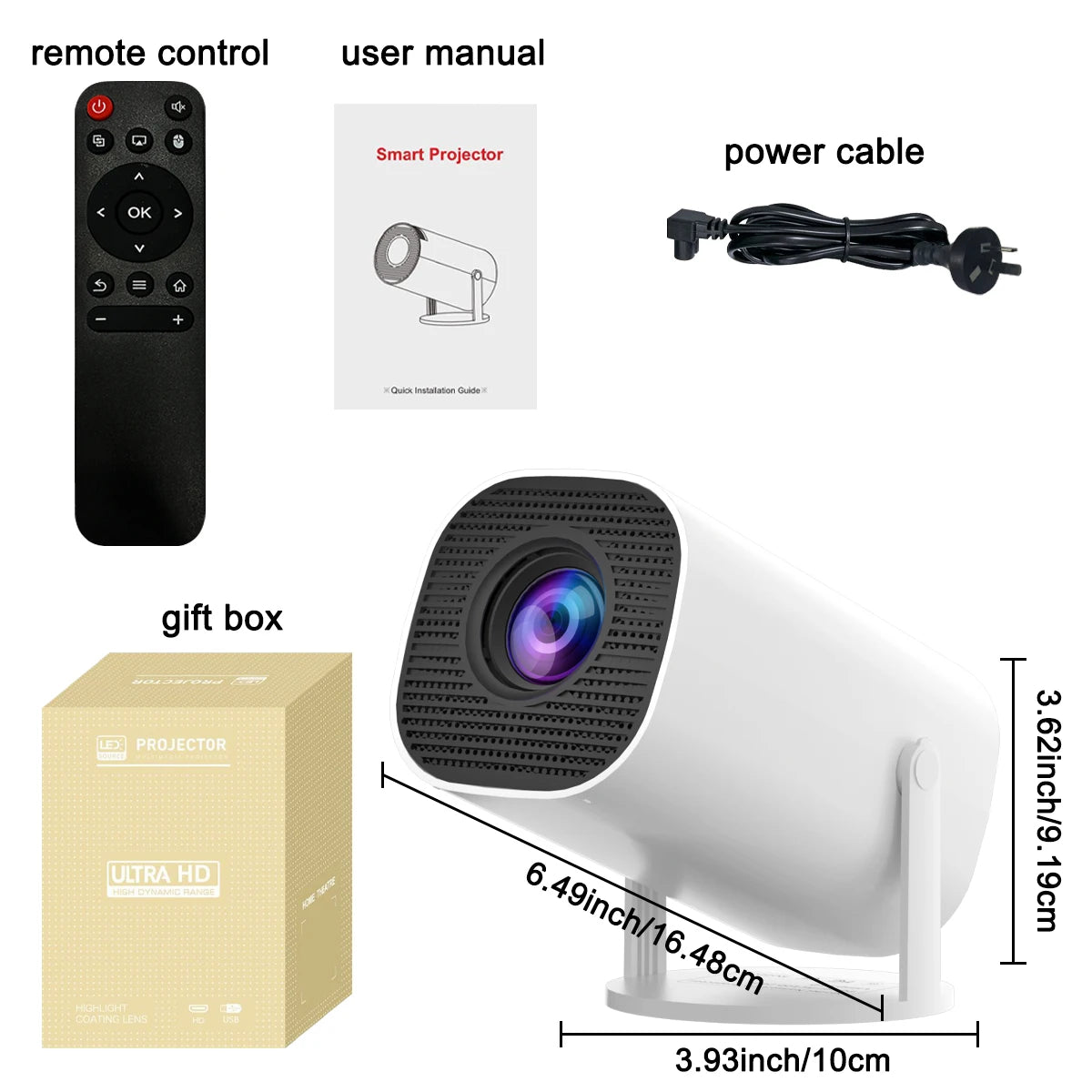 Mini Projector with WiFi & Bluetooth, 4K Support, Android System, Portable for Home Theater, Business, Gaming Peaceful Pleasures Health and Wellness AU plug China Mainland