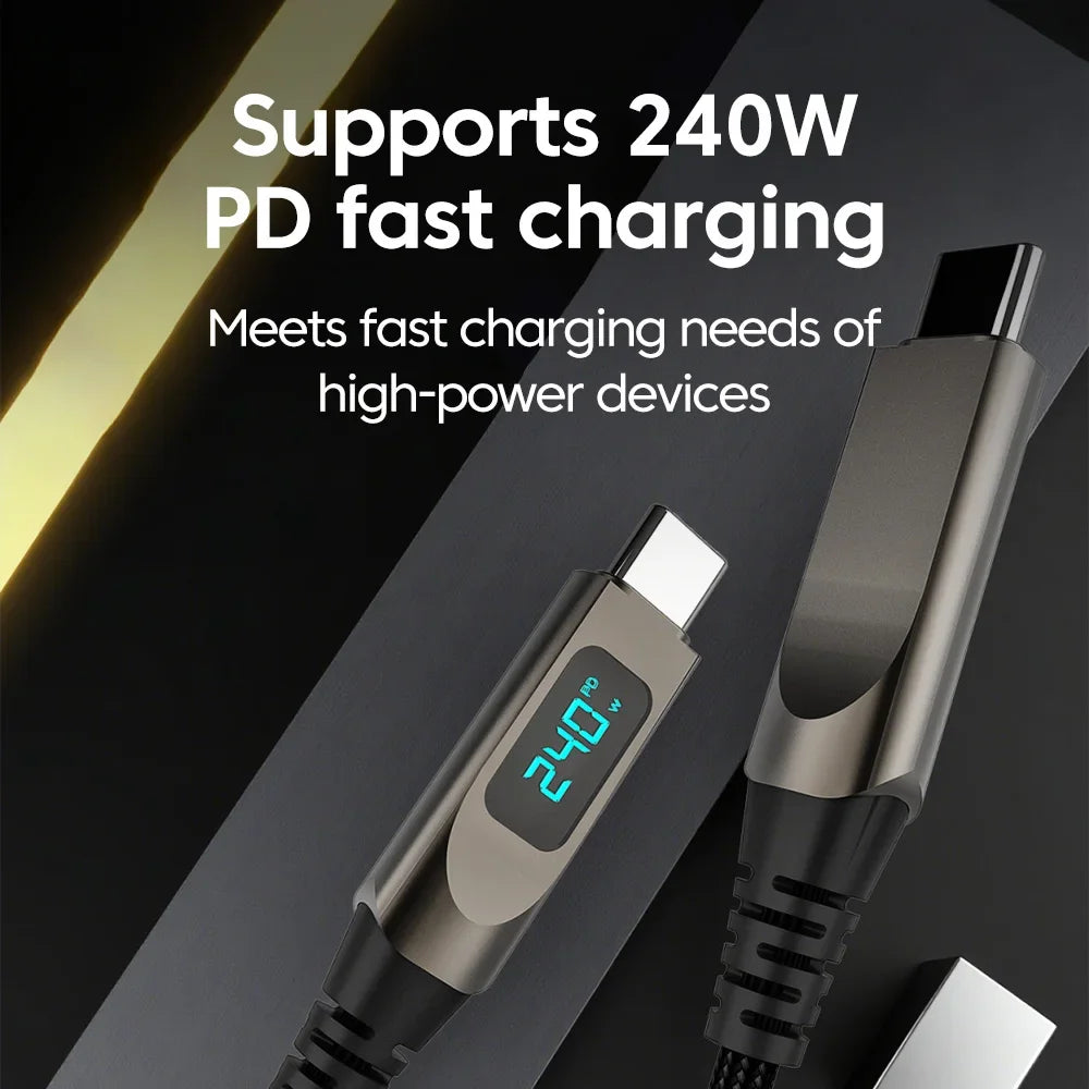 240W USB-C Fast Charging Cable with Digital Display