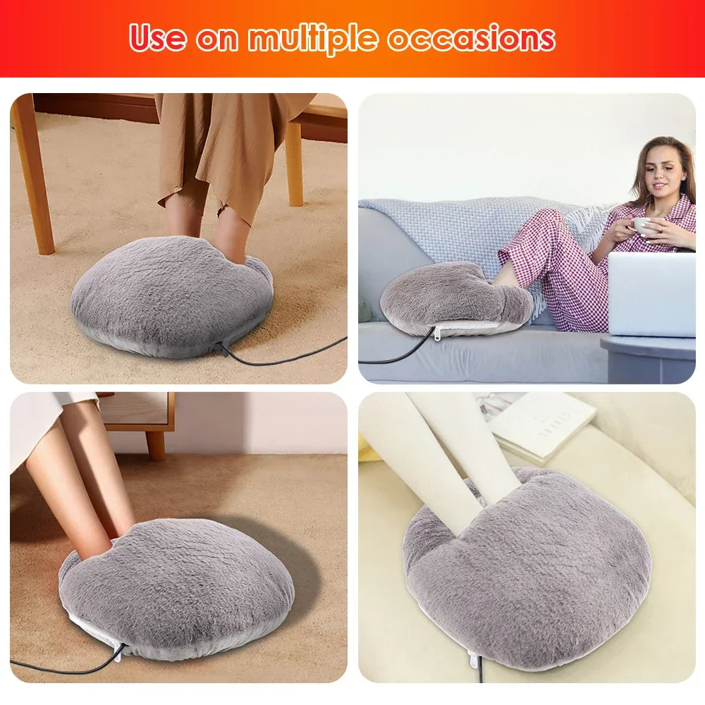 USB Electric Foot Warmer Heating Pad – Soft Plush Under Desk Mat