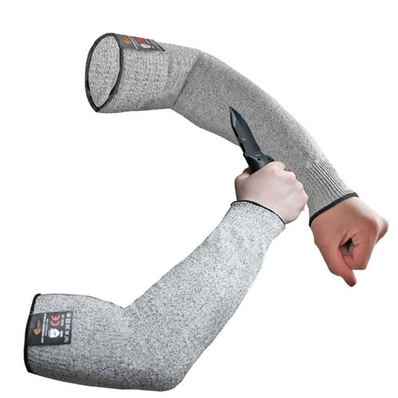 1Pc Level 5 HPPE Cut Resistant Anti-Puncture Work Protection Fingerless Arm Sleeve Cover Peaceful Pleasures Health and Wellness Straight 45cm