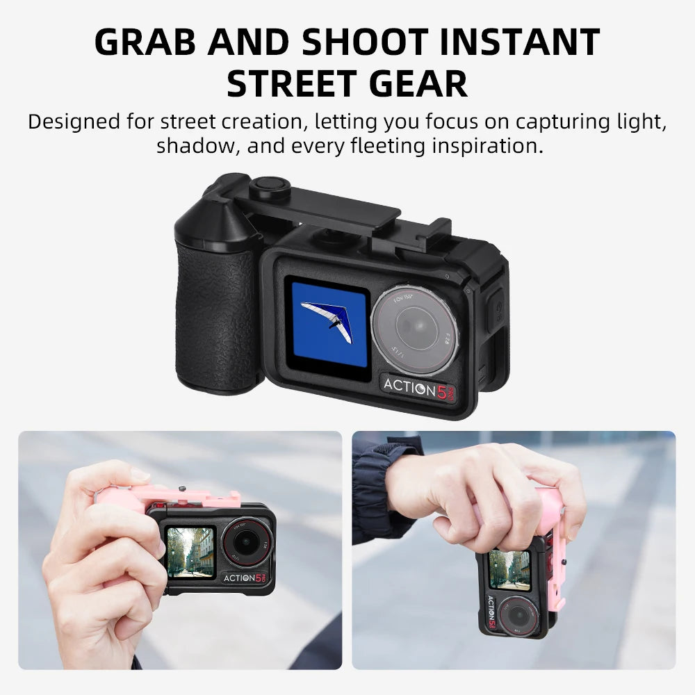 Black/Blue/Pink ABS For DJI ACTION 3/4/5 PRO Shutter Grip Action Camera Handle – Street Photography Essential Accessory Peaceful Pleasures Health and Wellness