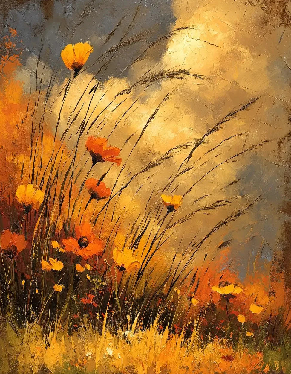 Retro Wildflower Farmhouse Canvas Wall Art | Unframed Print