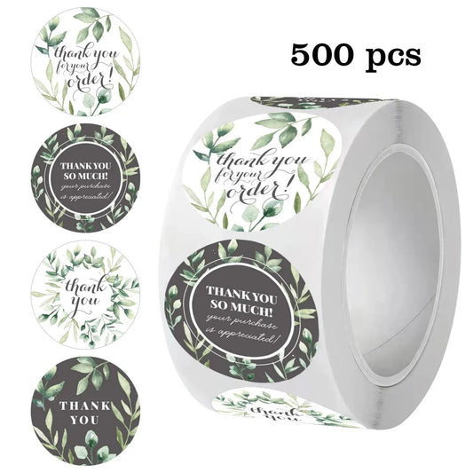 Bview Art Green Circle Thank You Stickers Bilingual Seal Decorative Peaceful Pleasures Health and Wellness
