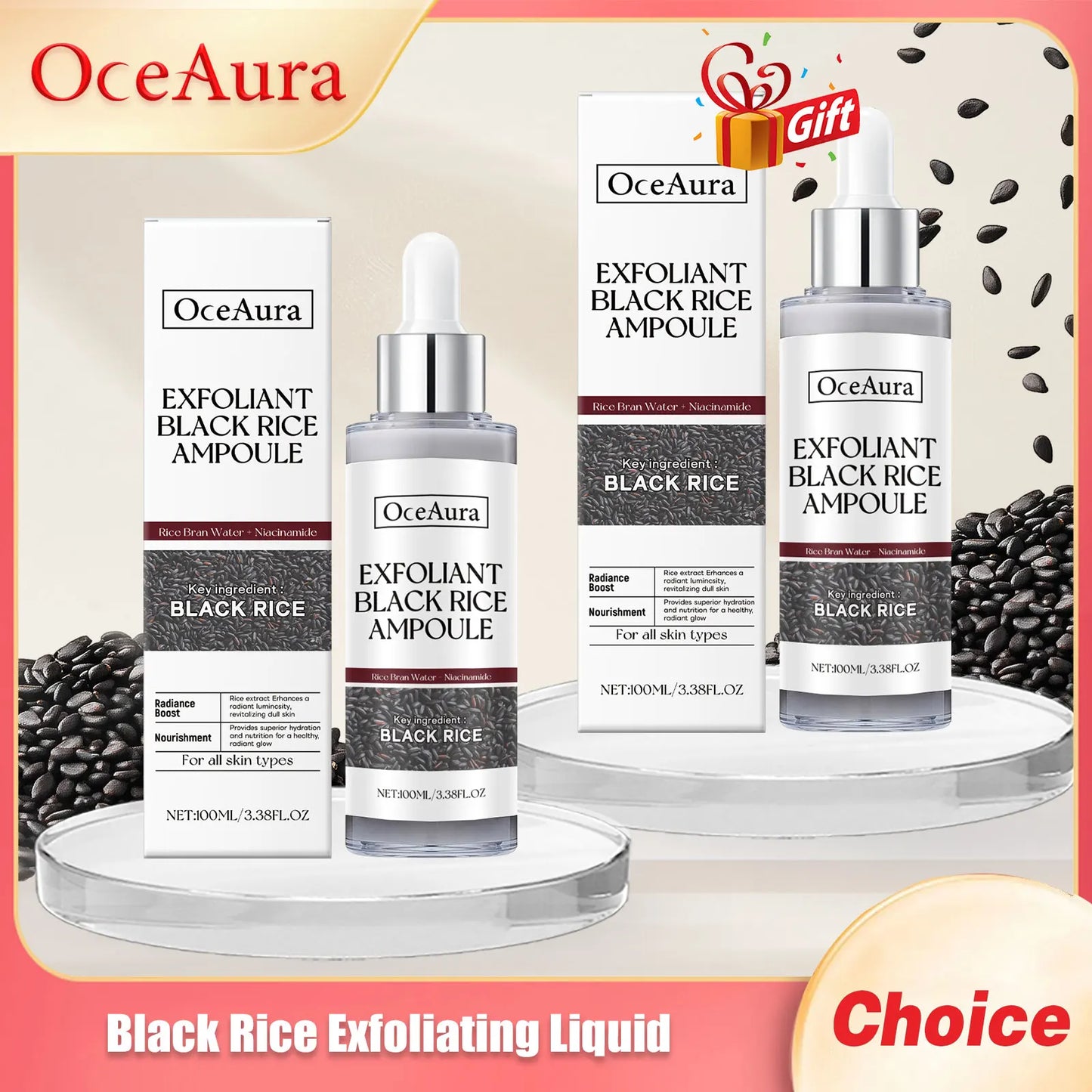 OceAura Black Rice Exfoliating Serum – Cleanse & Brighten 100ml