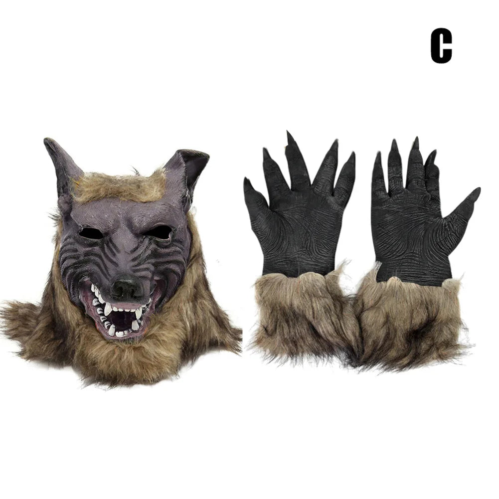 Halloween Theme Wolf Gloves and Mask Halloween Wolf Cosplay Costume Props for Holiday Birthday Gift Peaceful Pleasures Health and Wellness