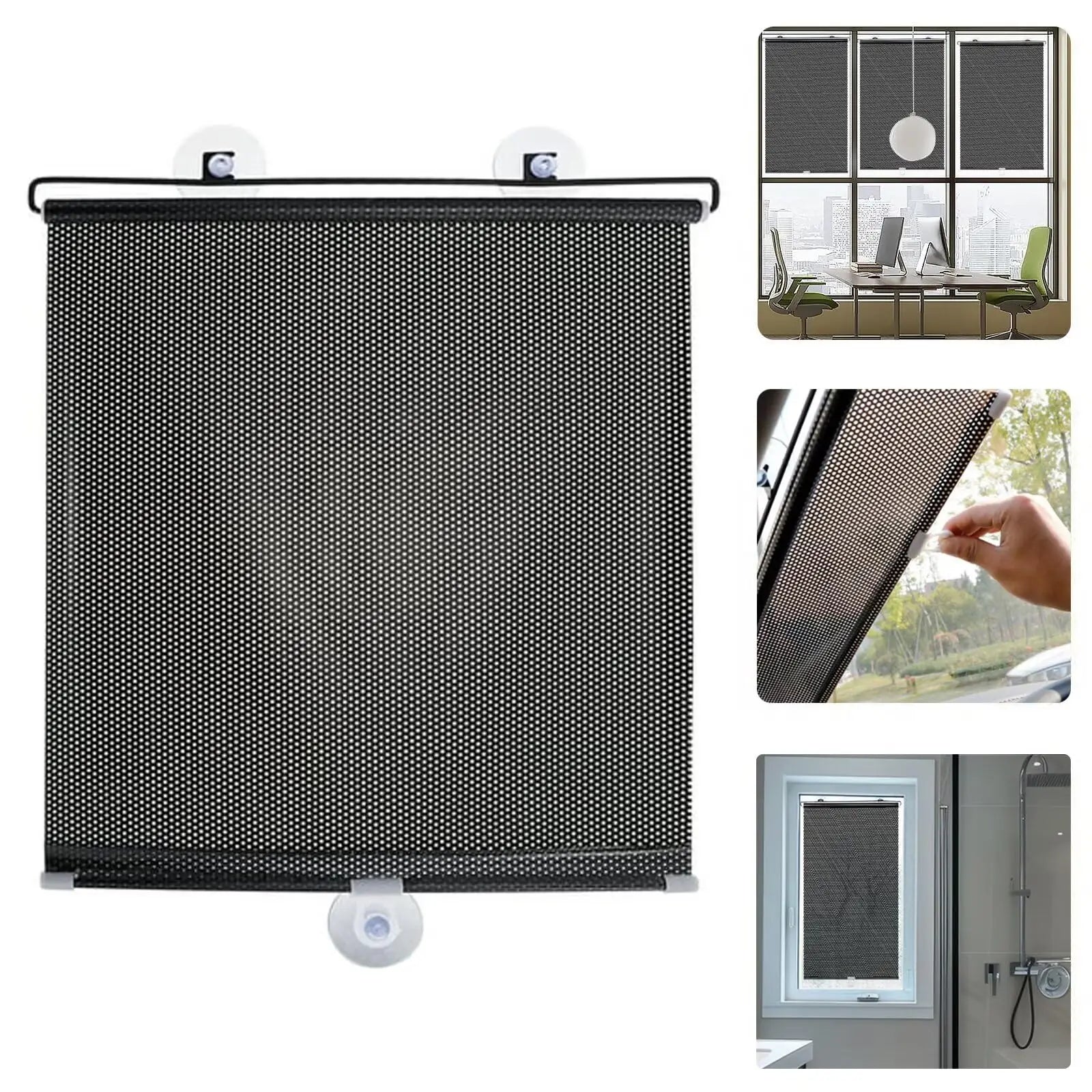 Blackout Roller Blinds Home Windows Sunshade Nail-Free Curtain Car Bedroom Kitchen Office Window Cover Blind Curtains Privacy Peaceful Pleasures Health and Wellness