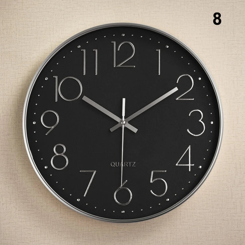 Pointer Display Simple Silent Circular Wall Clock Fashionable Wall Mounted Office Bedroom Clock Home Decoration Peaceful Pleasures Health and Wellness 8