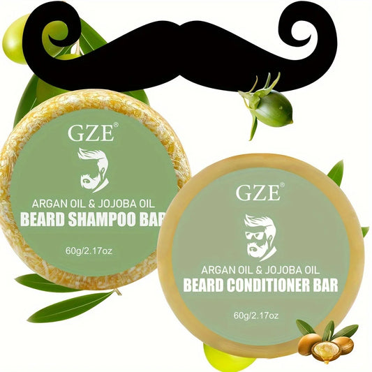 GZE Beard Wash & Conditioner Soap Set – Argan & Jojoba Oils Beard Wash & Conditioner Peaceful Pleasures Health and Wellness BeardShampooBar