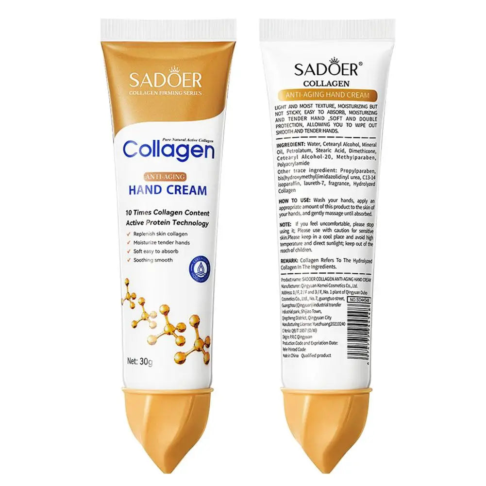3pcs*30g Collagen Hand Cream Skin Soften Nourish Moisturizing Korean Skin Care Cracked Repair Products Peaceful Pleasures Health and Wellness