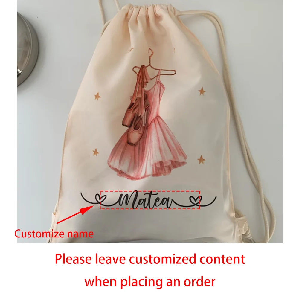 Personalized Ballet Drawstring Bag | Girls Dance & Gym Bag Personalized Drawstring Bag Peaceful Pleasures Health and Wellness Personalized Bag 1pcs 34x43cm