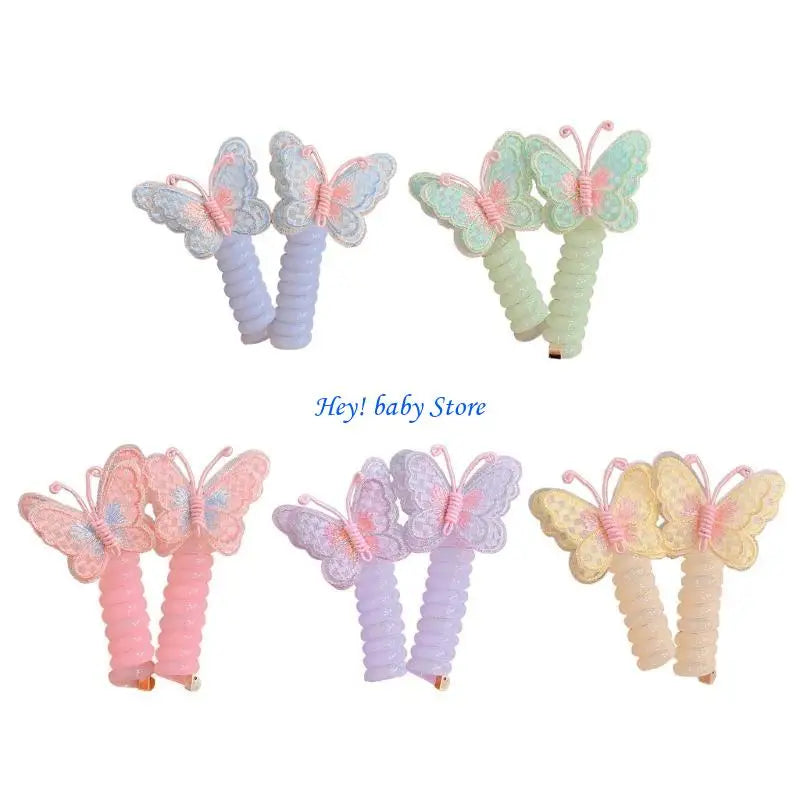 Telephone Cord Hair Ties for Girls – Coil Scrunchies 5 Colors