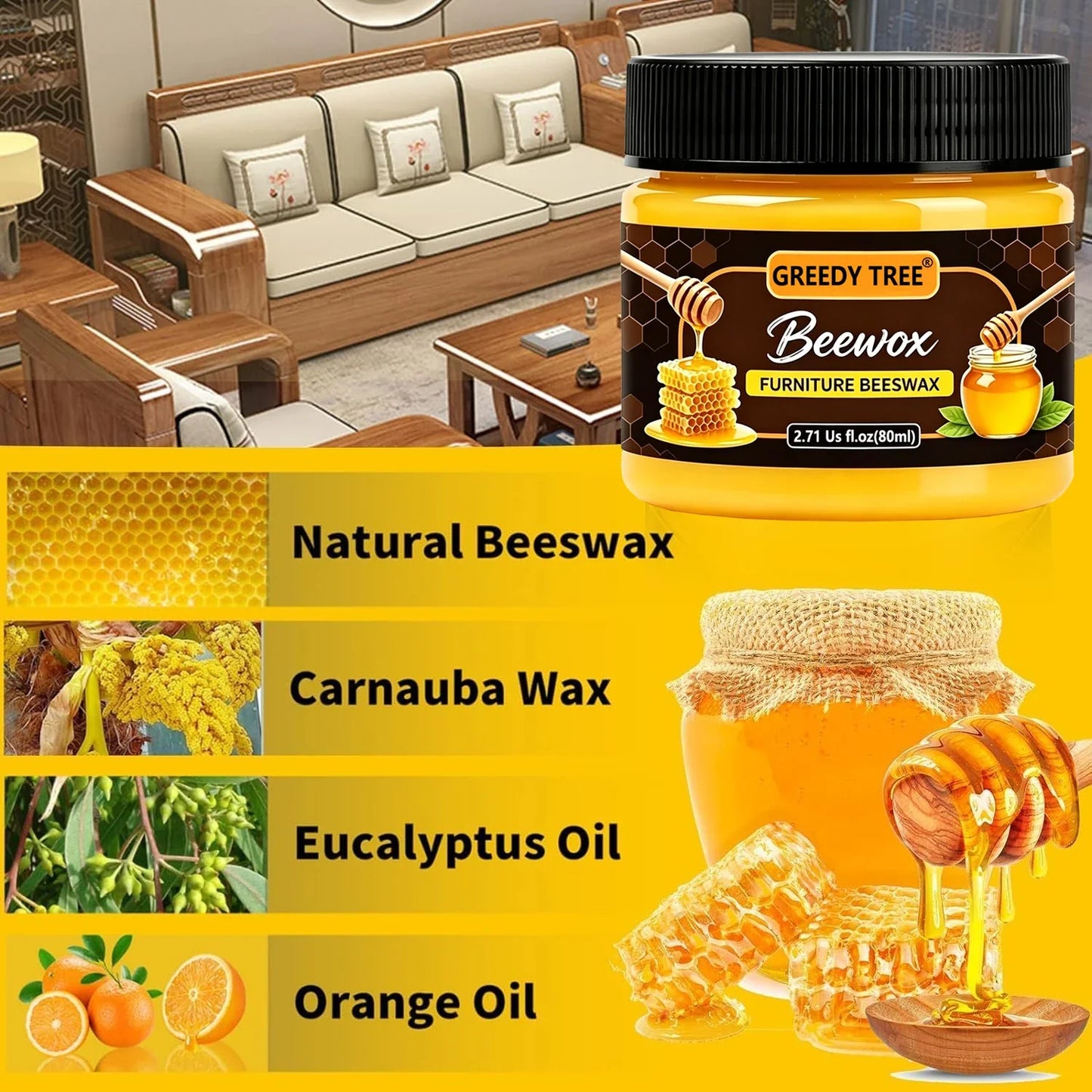 Beeswax Rosewood Furniture Polish & Wood Floor Care Oil 80g