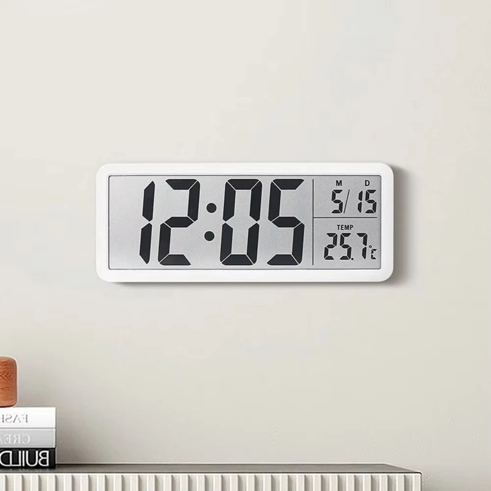 LCD Screen Digital Wall Clock Modern Electronic Desktop Alarm Clock Time Week Temperature Display Bedroom Home Decor Peaceful Pleasures Health and Wellness