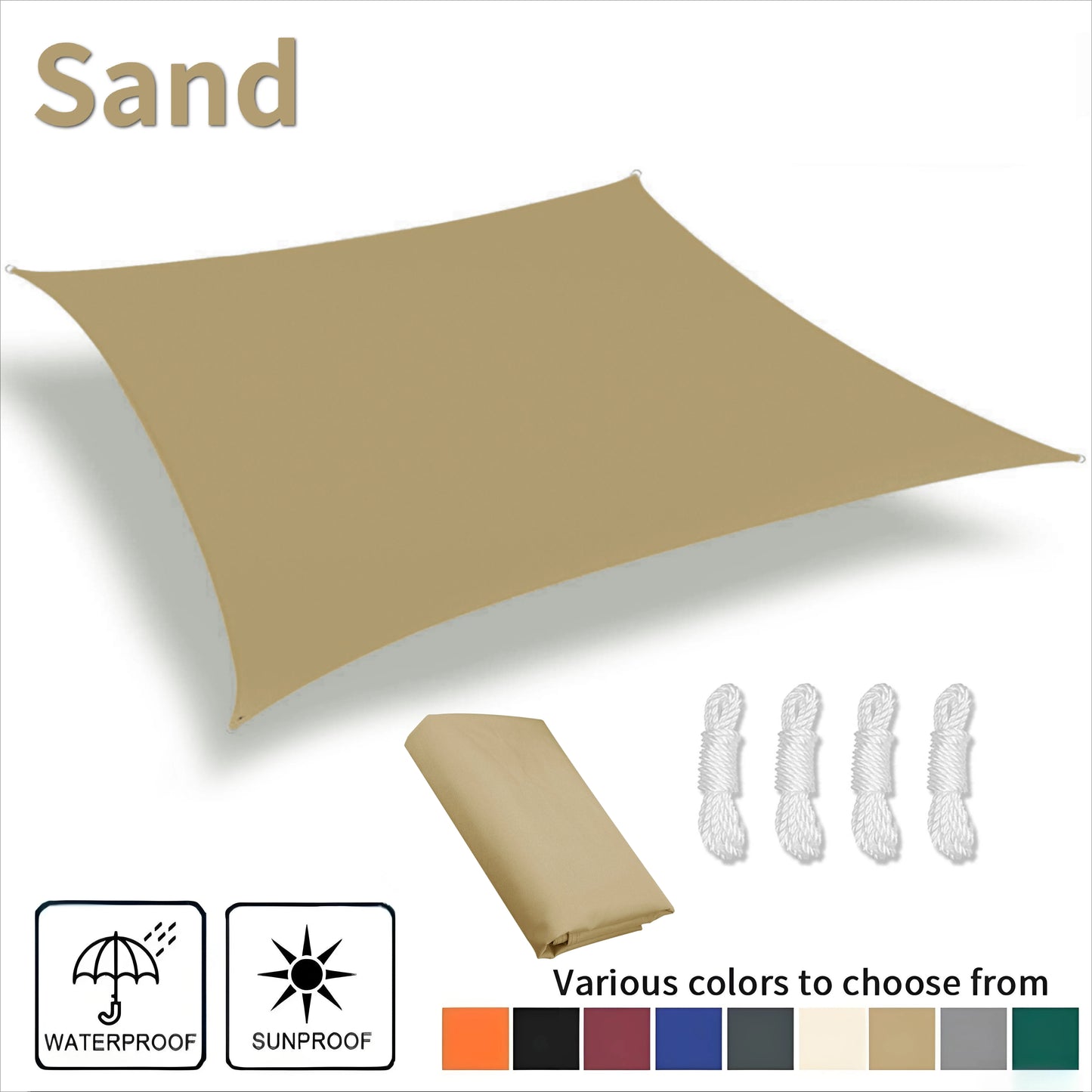 Waterproof Rectangle Sun Shade Sail – 98% UV Block Canopy