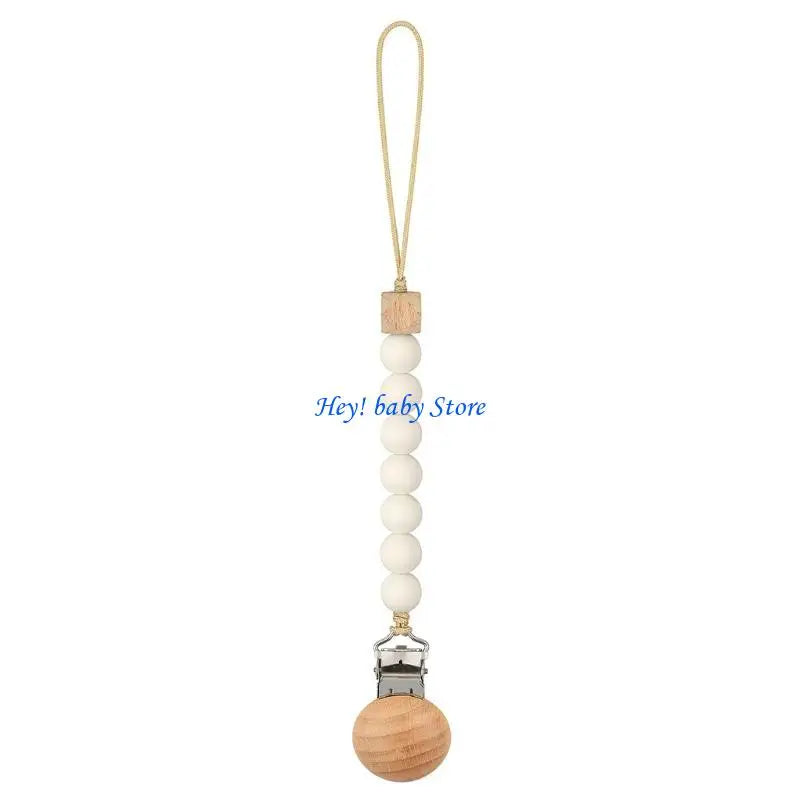 Baby Pacifier Clip Chain | Silicone Beads & Wooden Teether