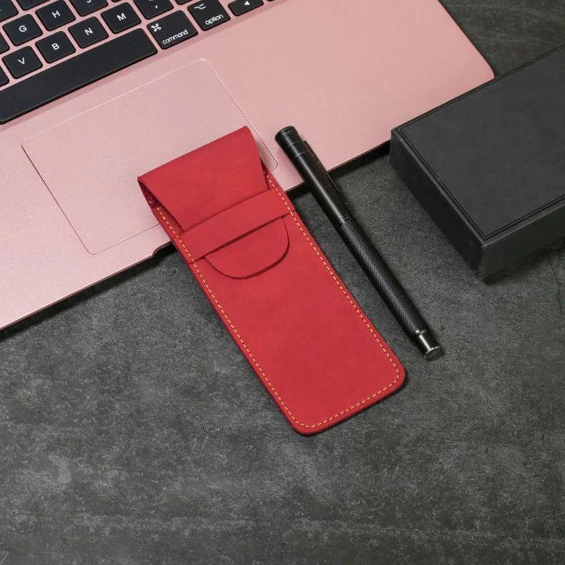 PU Leather Pen Holder Flip Pouch for Fountain Ballpoint Pencil Protective Sleeve Cover for Office College Handmade Case Peaceful Pleasures Health and Wellness