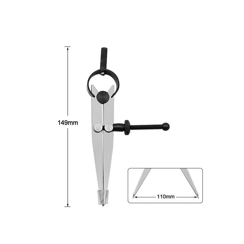 S M L Adjustable Lockable Steel Divider Wing Leather Compass Spacing