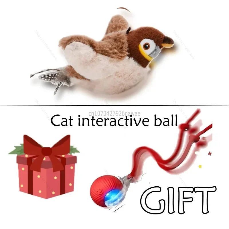 Interactive Electric Flapping Bird Cat Toy with Catnip & Chirping