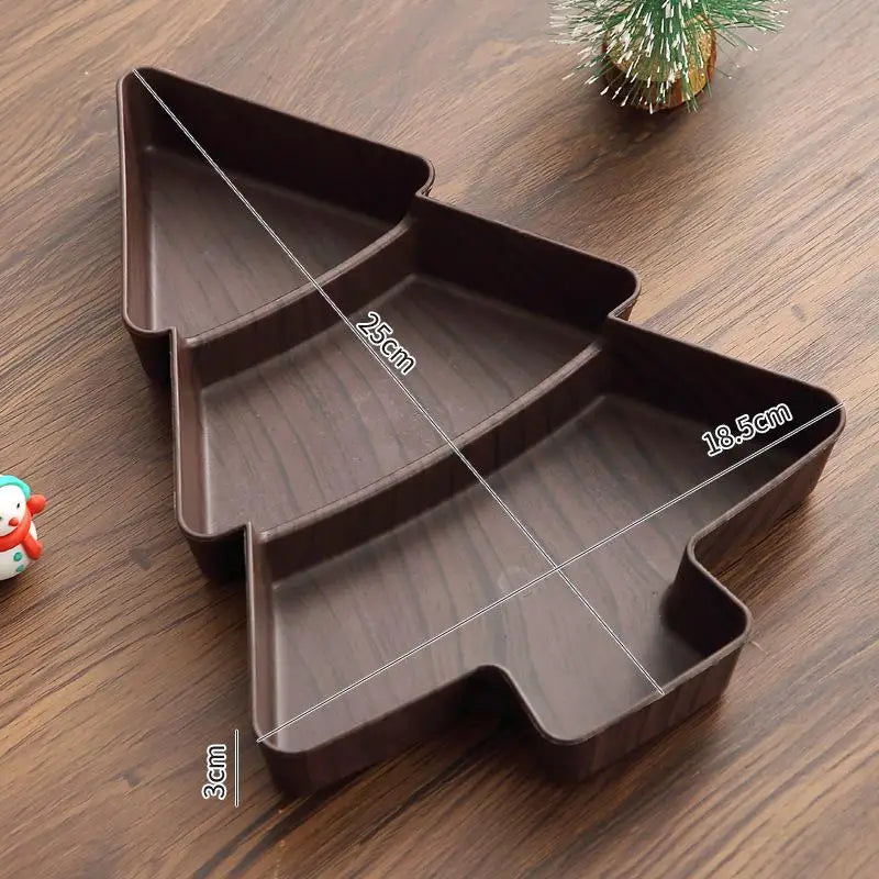 Christmas Tree Snack Plate 3-Compartment | Festive Serving Tray