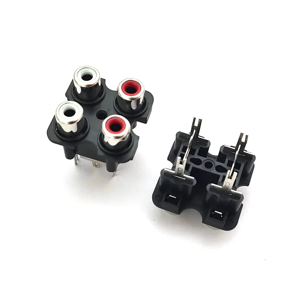 2/5/10PCS 2/4/6Hole RCA Female Stereo Audio Jack AV Audio Input Socket Connector Lotus Row Amplifier Interface Signal Connection Peaceful Pleasures Health and Wellness 4 holes 10PCS