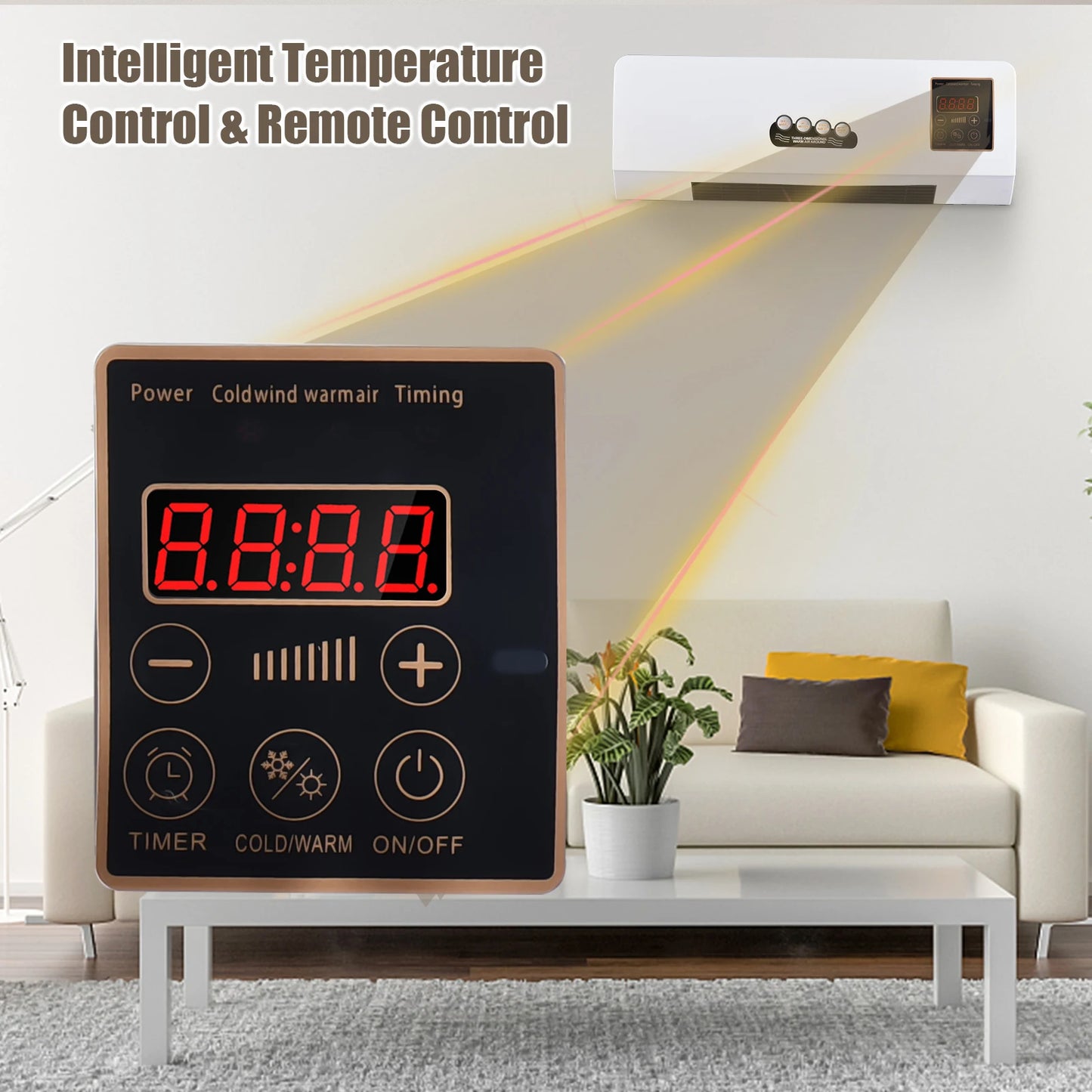 2-in-1 Wall Heater & Fan with Remote Control & 6Hr Timer