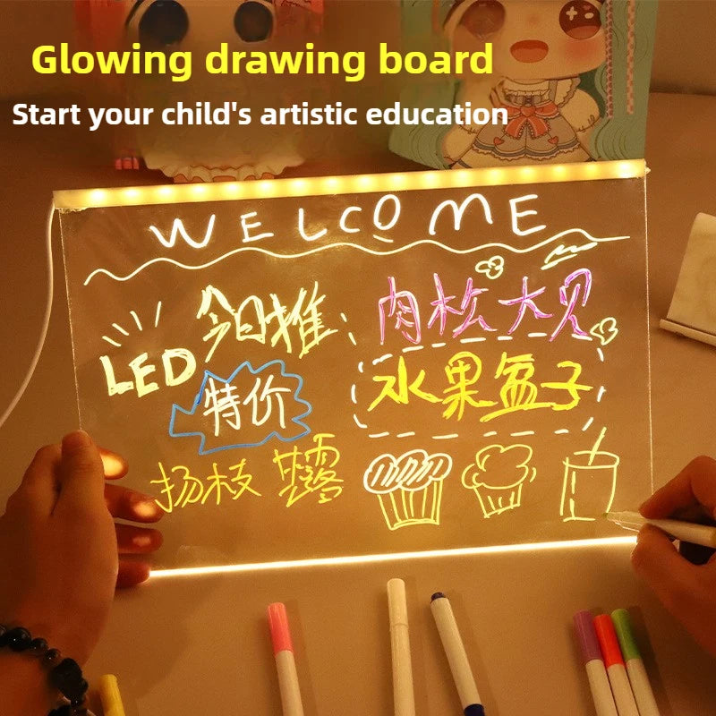 Large LED Message Board with Color Changing Light Acrylic Handwritten Billboard for Creative Stall Advertising and Night Light Peaceful Pleasures Health and Wellness