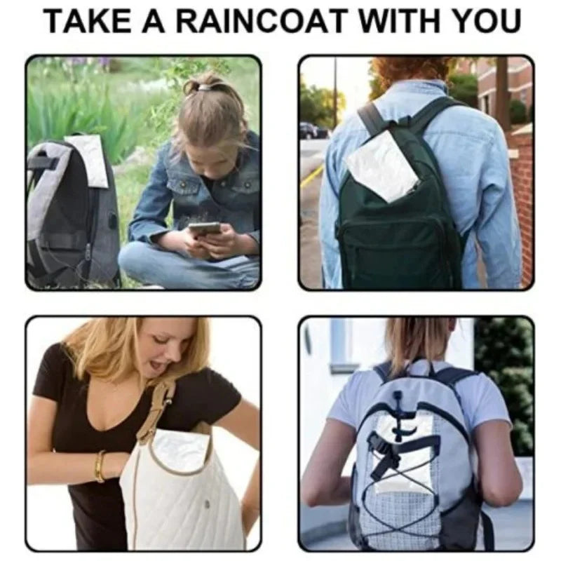 Disposable Waterproof Rain Poncho 6-Pack – Clear Emergency Raincoat