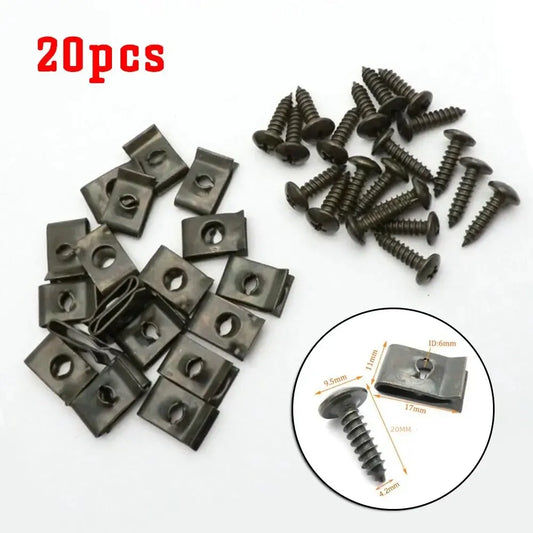 40pcs U-Type Metal Tapping Screw Clips – Car & Motorcycle Automotive Fastener Clips Oasis Select