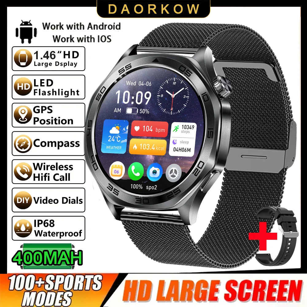 DAORKOW Smartwatch 1.46" IPS IPX8 | 100+ Activity Modes