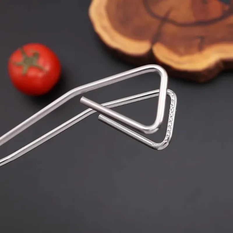 Stainless Steel Food Clip Kitchen Clip Barbecue Steak Triangle Bread Clip Peaceful Pleasures Health and Wellness