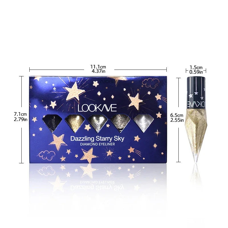5-Piece Glitter Liquid Eyeliner Set – Waterproof Shimmer Liner