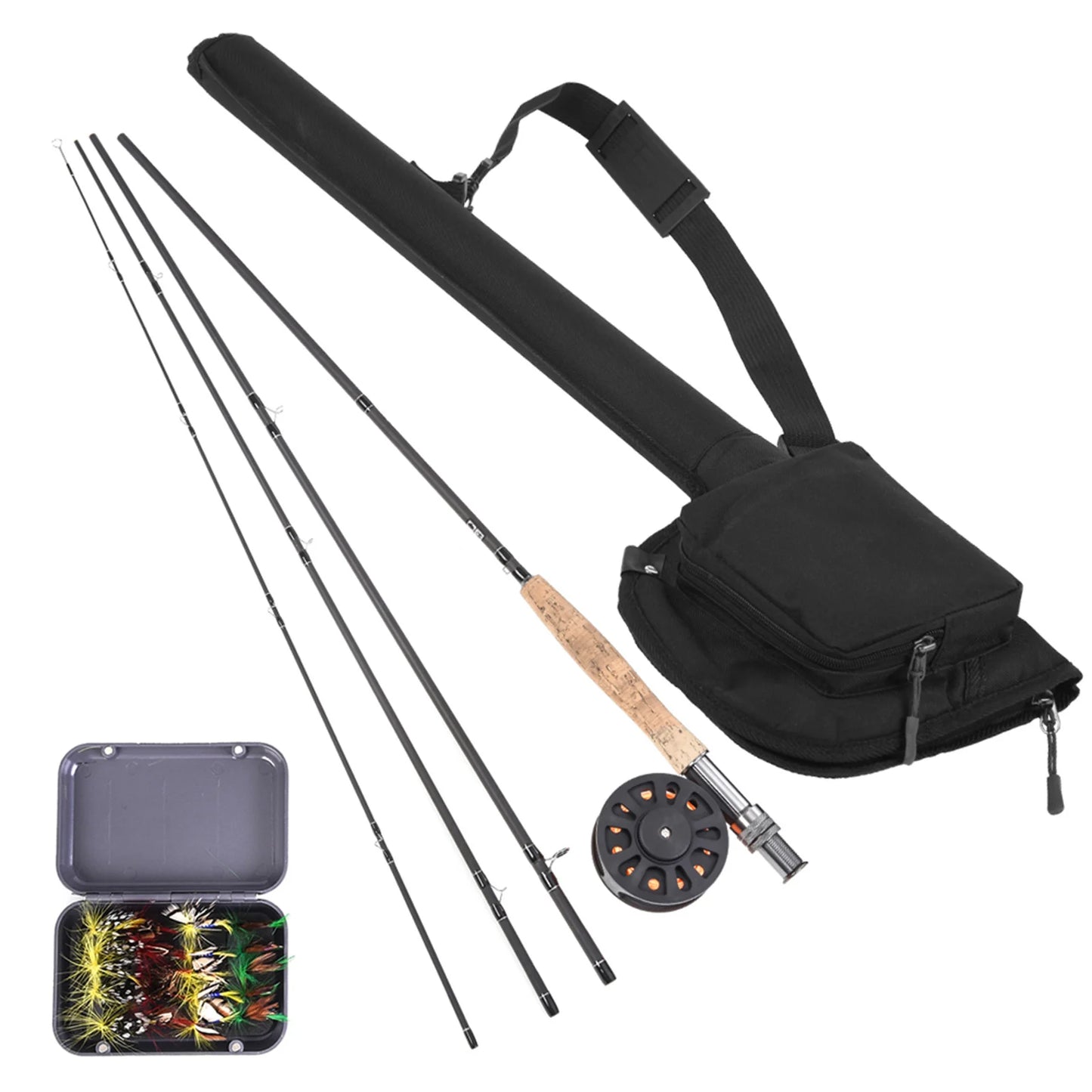 9' Fly Fishing Rod Reel Combo Carry Bag 20 Flies Complete Starter