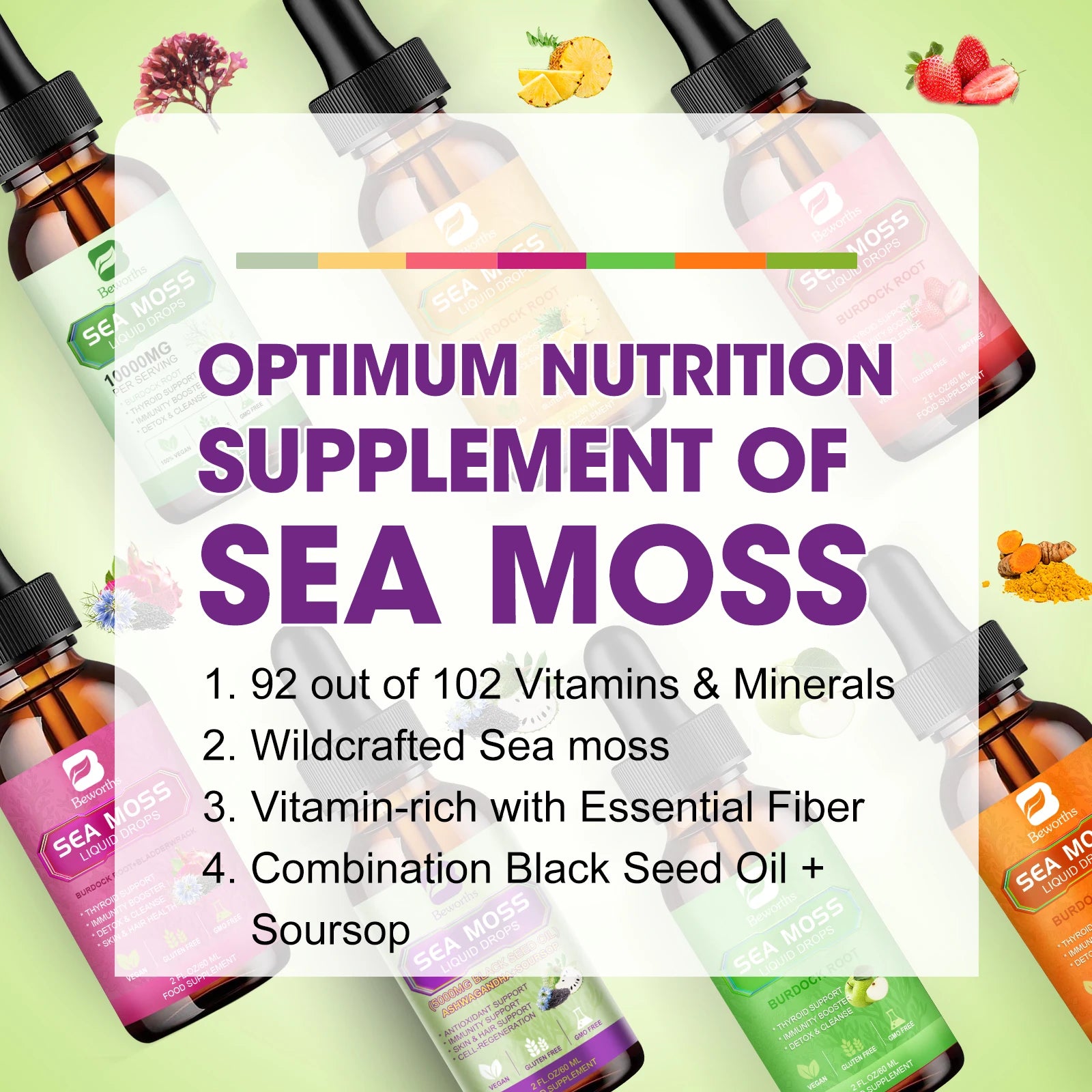 Sea Moss Extract Drops 60ml – Immunity, Digestion & Antioxidant Herbal Supplement Peaceful Pleasures Health and Wellness