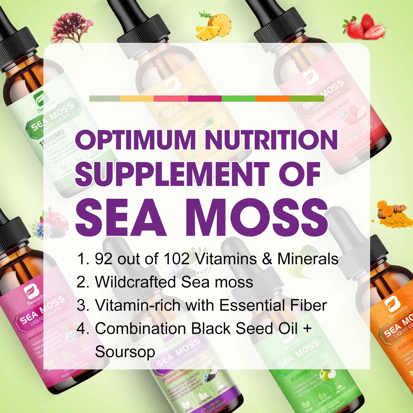 Beworths Sea Moss Drops – Immunity, Gut & Kidney Health 60ml