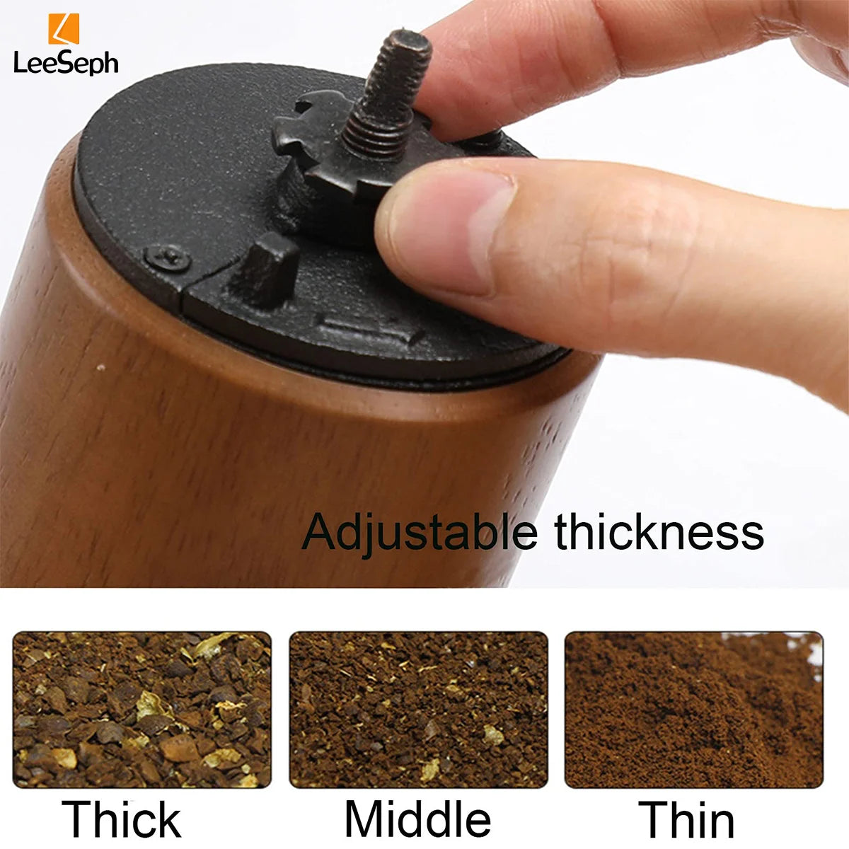 Leeseph Portable Manual Coffee Grinder, Hand Crank Coffee Mill, Durable Beech Wood Design, Ideal for Home, Office, and Travel Peaceful Pleasures Health and Wellness