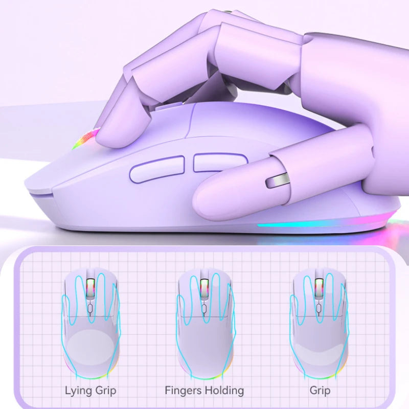 Tri-mode RGB Gaming Mouse Dual BT/2.4G/USB Wired Mouse Rechargeable Mouse 6 Button 4800DPI Bluetooth 5.3 Mouse for Laptop Tablet Peaceful Pleasures Health and Wellness