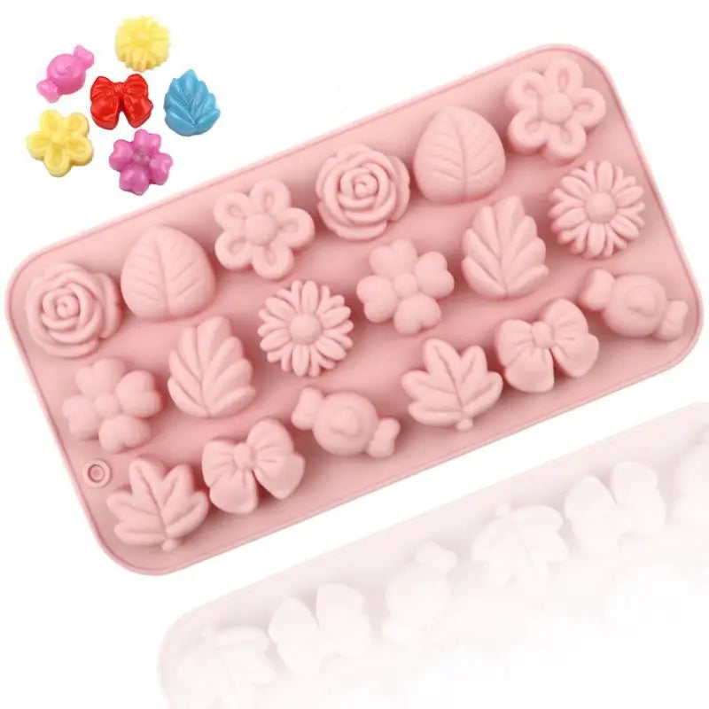 18-Hole 3D Silicone Baking Mold – Flower, Leaf & Candy Shapes Silicone Baking Mold Peaceful Pleasures Health and Wellness